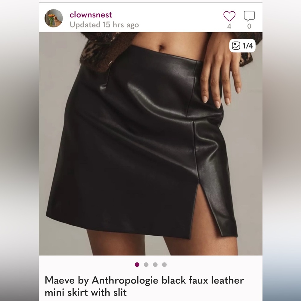 Maeve Black Faux Leather mini skirt  size 16.